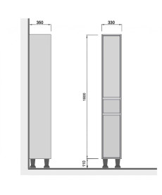 Пенал для ванної Мийдодір Prime П-33к 33х35х191 см ДСП/МДФ білий глянець 00-0007098