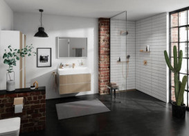 Пенал для ванной подвесной Hansgrohe Xevolos E 40х37х176 см петли справа матовый белый/узорчатая бронза 54221390