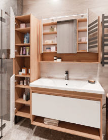 Пенал для ванної Radaway Silvia 170 підвісний ДСП/МДФ білий/дуб ватан M23170-02-03