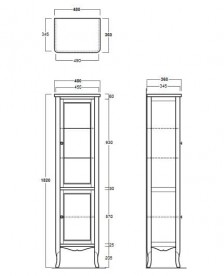 Пенал для ванной Simas Arcade с витриной 48х36 см МДФ белый лак ARMV1