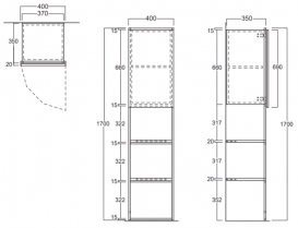 Пенал для ванной Simas Wave напольный 40х35 см дуб/цемент WAM 5