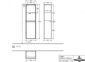 Пенал для ванной Villeroy & Boch Collaro 45,4x153,8х34,9 см петли справа ДСП белое дерево C03401E8