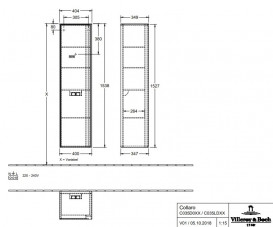 Пенал для ванної Villeroy & Boch Collaro 40,4x153,8х34,9 см петлі зліва з підсвічуванням ДСП м'який сірий C035LDVK