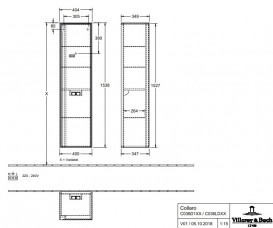 Пенал для ванної Villeroy & Boch Collaro 40,4x153,8х34,9 см петлі з підсвіткою МДФ глянсовий білий C036LDDH