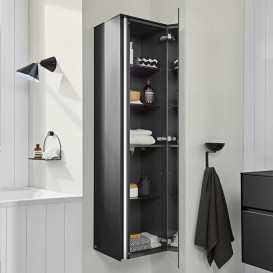 Пенал для ванной Villeroy & Boch Collaro 40,4x153,8х34,9 см петли справа с подсветкой МДФ черный матовый лак C036LDPD