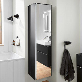 Пенал для ванной Villeroy & Boch Collaro 40,4x153,8х34,9 см петли справа с подсветкой МДФ черный матовый лак C036LDPD