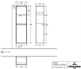 Пенал для ванної Villeroy & Boch Collaro 45,4x153,8х34,9 см петлі праворуч з підсвічуванням ДСП дуб аризона C034L1VH