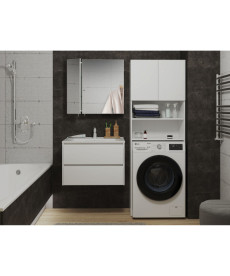 Пенал Мойдодыр Soft Line П-64 64х33,4х183 см установка над стиральной машиной ДСП/МДФ белый глянец 00-0007026