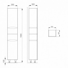 Пенал для підлоги Sanwerk Alessa 35 см правий МДФ білий/сірий MV0000348