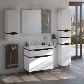 Пенал напольный Sanwerk Alessa правый МДФ белый/венге MV0000133