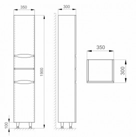 Пенал напольный Sanwerk Liga правый МДФ белый/мессина MV0000387
