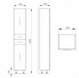 Пенал напольный Sanwerk Mindal правый МДФ белый MV0000431