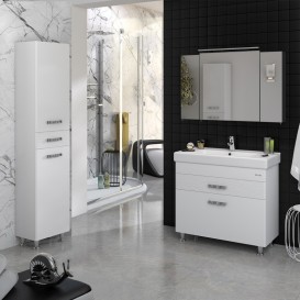 Пенал підлоговий Sanwerk Sierra правий з кошиком МДФ білий MV0000455