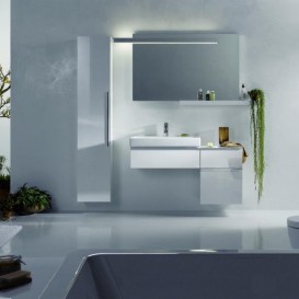 Пенал подвесной Geberit iCon 36х150 см с одной дверью и наружным зеркалом ДСП белый/высокоглянцевое покрытие 840150000