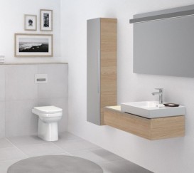 Пенал підвісний Geberit iCon 36х150 см з одними дверима і зовнішнім дзеркалом ДСП натуральний дуб/меламін деревна структура 841152000