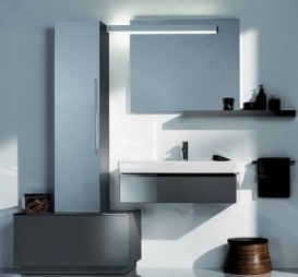 Пенал подвесной Geberit iCon 36х150 см с одной дверью и наружным зеркалом ДСП лава/матовое покрытие 841151000