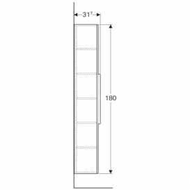 Пенал подвесной Geberit iCon 36х180 см с одной дверью ДСП платиновый/высокоглянцевое покрытие 840002000