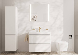 Пенал подвесной Hansgrohe Xelu Q 40х35 см петли справа МДФ глянцевый белый ручка матовый белый 54139700