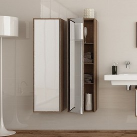 Пенал подвесной Hatria SLIDING wood system 260x400x1000 орех/белый глянцевый YXPV92