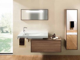 Пенал підвісний Hatria SLIDING wood system 260x400x1000 горіх / дзеркальний YXPE92