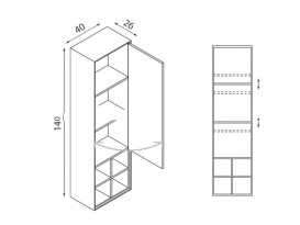 Пенал підвісний Hatria SLIDING wood system 260x400x1400 горіх / дзеркальний YXQ692