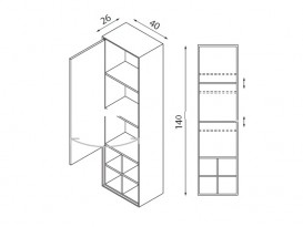 Пенал підвісний Hatria SLIDING wood system 260x400x1400 горіх / дзеркальний YXQC92