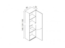 Пенал подвесной Hatria SLIDING wood system 260x400x1400 орех YXPF92