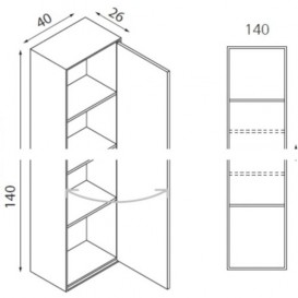 Пенал підвісний Hatria SLIDING wood system 260x400x1400 горіх / дзеркальний YXPC92