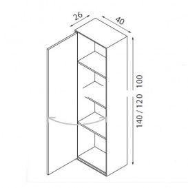 Пенал подвесной Hatria SLIDING wood system 260x400x1400 орех/зеркальный YXPW92