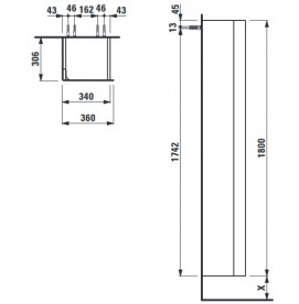 Пенал подвесной Laufen Ino 36х30,6х180 см петли слева ДСП/алюминий белый матовый H4254510301701