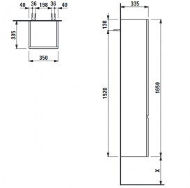Пенал підвісний Laufen Pro S 35х33,5х165 см петлі праворуч МДФ білий глянсовий H4831220954751