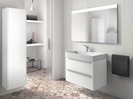 Пенал подвесной левосторонний Roca Inspira однодверный с внутренней подсветкой МДФ белый глянец A857004806