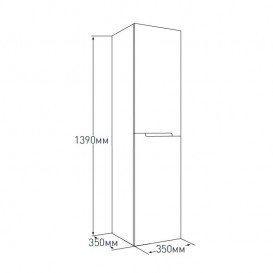 Пенал підвісний Volle Aiva 35х139 см ДСП/МДФ глянцевий білий 15-68-55