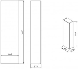 Пенал в ванную комнату подвесной Ravak SB-460 Formy из МДФ орех X000001262