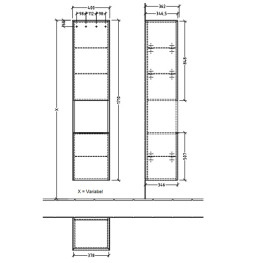 Пенал Villeroy & Boch Subway 3.0 40х36,2х171 см петли слева ДСП чисто белый/ручка алюминий глянцевый C58800VF