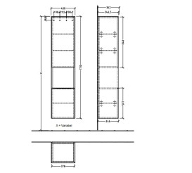Пенал Villeroy & Boch Subway 3.0 40х36,2х171 см петли справа ДСП чисто белый/ручка вулканический черный C58901VF