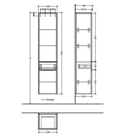 Пенал Villeroy & Boch Subway 3.0 40х36,2х171 см петли справа ДСП дуб аризона/ручка алюминий глянцевый C59100VH
