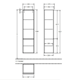 Пенал Villeroy & Boch Venticello 40,4х37,2х154,6 см петлі праворуч МДФ скло глянсове сіре/ручка мідь A95115RA