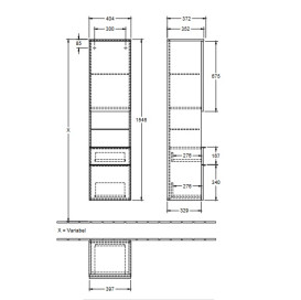Пенал Villeroy & Boch Venticello 40,4х37,2х154,6 см петлі зліва МДФ глянсовий білий/ручка мідь A95205DH