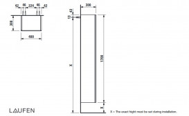 Пенал зеркальный подвесной Laufen IL Bagno Alessi One 40х30х170 см петли слева МДФ белый лак H4580110976311