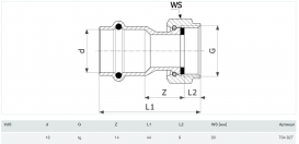 Перехід на різьбові з'єднання Viega Prestabo 1163 18хG3/4 нелегована сталь 704827