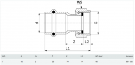 Перехід на різьбові з'єднання Viega Prestabo 1163 42хG2 нелегована сталь 601126