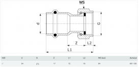 Перехід на різьбові з'єднання Viega Prestabo 1163 54хG2 1/2 нелегована сталь 601133