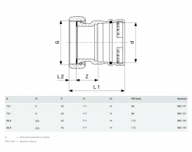 Переход на резьбовые соединения Viega Sanpress XL с SC‑Contur 2263XL d88,9хG3½ бронза 365134