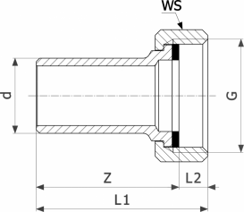 Переход на резьбовые соединения Viega Sanpress 2264 d42хG1¾ кремниевая бронза 338558