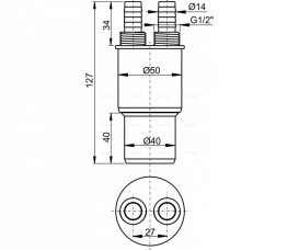Перехідна муфта AlcaPlast ht 40/50 × G1 / 2 