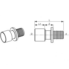 Перехідник на сталеві і мідні труби Tece Teceflex внутрішня пайка прес 16x18 / 15Cu 713916
