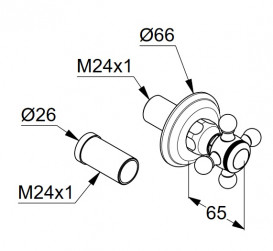 Перемикач для душу Kludi 1926 на 2 положення позолочений 518494520
