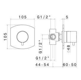 Перемикач режимів Vema Plavis прихованого монтажу на 4 споживача хром V01120B0010
