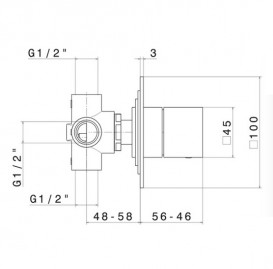 Переключатель режимов Vema Tamesis скрытого монтажа на 4 потребителя хром V02120B0010
